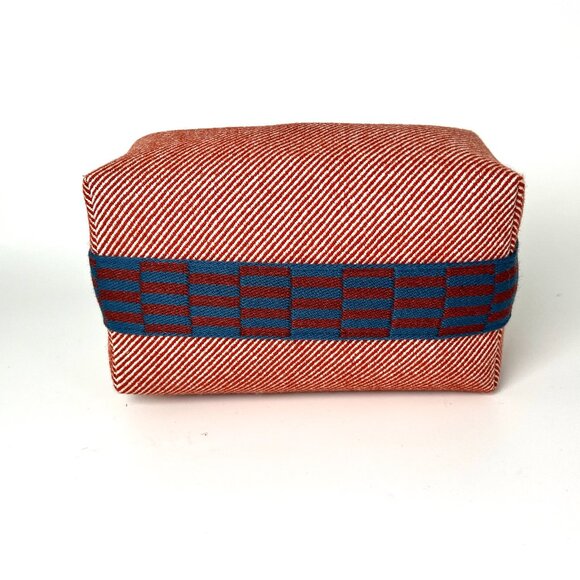 HERMES Bride-A-Brac H Natte Wool PM Tomette Red Blue Pouch Toiletry Bag - Picture 8 of 12